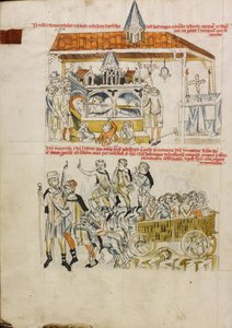Zieken, melaatsen en kreupelen bidden bij het graf van de heilige Hedwig; mensen bezoeken het graf van de heilige Hedwig door Unknown artist