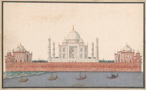 De Taj Mahal vanaf de rivier door Unknown artist