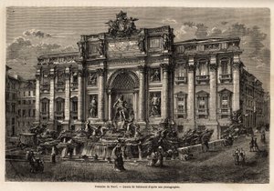 De Trevi-fontein in Rome, voltooid in 1762, is een voorbeeld van de voortzetting van de barokstijl in de 18e eeuw in Italië, gebaseerd op Palazzo Poli, dit monumentale werk in de vorm van een triomfboog verplettert het kleine plein waarop het zich bevindt door Unknown artist