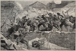 De oorlog tussen Servië en Bulgarije, Bulgaars - Servisch-Bulgaarse Oorlog 1885 - Slag bij Pirot, 27.11.1885 - Servisch-Bulgaarse Oorlog Slag bij Pirot 1885 door Unknown artist