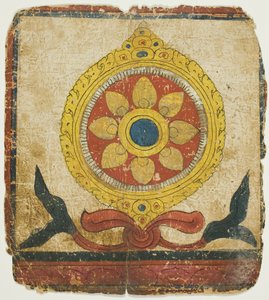 Het Wiel der Wet (Dharmachakra), uit een set inwijdingskaarten (Tsakali)