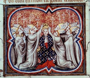 De kroning van koning Filips Augustus (1165-1223) in de kathedraal van Reims op 1/11/1179 door Unknown artist