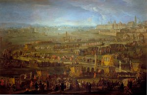 De stoet van de Markies van Mirepoix met de Franse diplomatieke vertegenwoordigers in Wenen op 12 oktober 1738 door Unknown artist