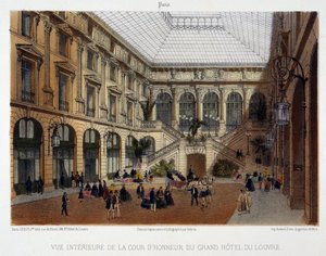 De erebinnenplaats van het Grand Hôtel du Louvre door Unknown artist