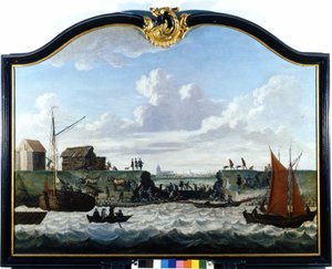 De dam van Zierikzee. Anoniem schilderij uit de 18e eeuw. Zierikzee Wastenday Siloten, Duiveland door Unknown artist