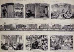 De verschillende compartimenten van een sanitair trein door Unknown artist