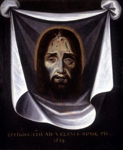 De beeltenis van Christus geschilderd van het doek bewaard in de kerk van St. Sylvestre in Rome