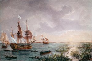 De Franse ontdekkingsreiziger Rene Robert Cavelier, Sieur de LaSalle ontdekt Louisiana, in 1684 door Unknown artist