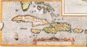 De eilanden van de Grote Antillen en de Kleine Antillen in de Caribische Zee (kaart)