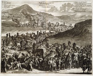 De pelgrimskaravaan van Caïro naar Mekka - gravure door Dapper