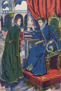 De prinses raadpleegt haar peettante. Anonieme illustratie voor 