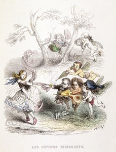 De nieuwsgierige zefieren - gravure door Unknown artist