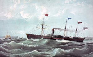 De stoomboot US Atlantic (US mail stoomschip Atlantic) Lithografie 1850 door Unknown artist