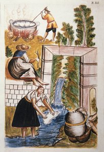 Het werk van wol, uit het boek "Trujillo del Peru" of "Códice Martínez Compañón", door Baltazar Martinez Compañón y Bujanda, bisschop van Trujillo (1782-1785) door Unknown artist