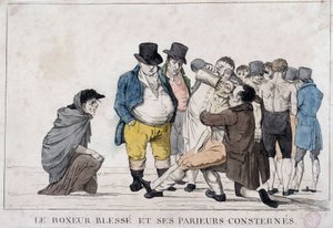 De gewonde bokser en zijn worstelbetters - 19e eeuw, Carnavalet. door Unknown artist