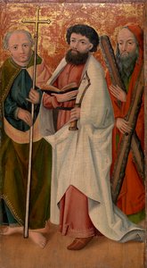 Drie apostelen met scepter, kromzwaard en kruis door Unknown artist