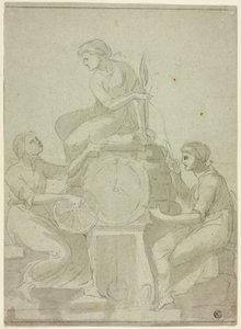 De Drie Schikgodinnen (Ontwerp voor Klok) door Unknown artist