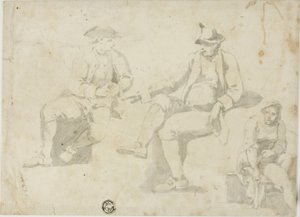 Drie Schetsen van Zittende Figuren door Unknown artist