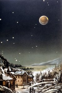 Totale maansverduistering. Illustratie uit de 19e eeuw door Unknown artist