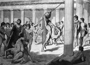 Training van jonge Griekse atleten voor panathenaeïsche spelen (panatheneeën) door Unknown artist