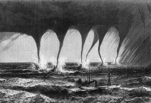 Trombe waargenomen op zee door de heer Coffinieres de Nordeck. Gravure in 
