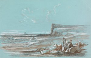 Twee vissers op een strand door Unknown artist