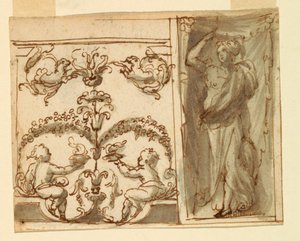 Twee projecten voor geschilderde decoraties van panelen door Unknown artist