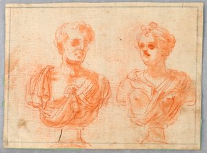 Twee Romeinse bustes door Unknown artist