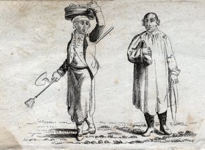 Twee boeren, gravure eind 18e eeuw, privécollectie. door Unknown artist
