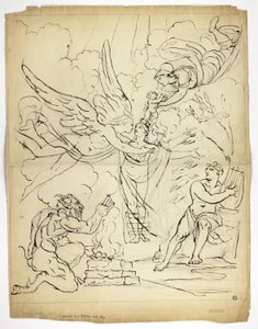 Ongeïdentificeerde mythologische geboortescène (recto); Cupido en Psyche (verso) door Unknown artist