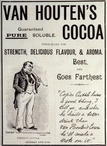 Van Houten cacao reclame sticker, circa 1890 door Unknown artist