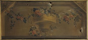 Vaas met bloemen in een nis door Unknown artist