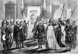 Eerste Vaticaans Concilie Rome. Paus geeft audiëntie aan de Vader van het Concilie. 1869 door Unknown artist
