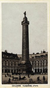 Vendôme-zuil op het gelijknamige plein in Parijs. Chromolithografie van het einde van de 19e eeuw