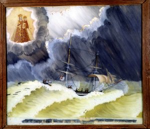 Schip in moeilijkheden - ex-voto van de Notre Dame de Laghet