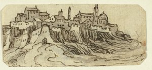 Uitzicht op Heuvelstad met Kathedraal door Unknown artist
