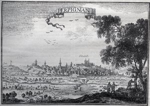 Zicht op Perpignan in de 17e eeuw