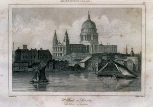 Uitzicht op de Sint-Pauluskathedraal in Londen nabij de Theems door Unknown artist