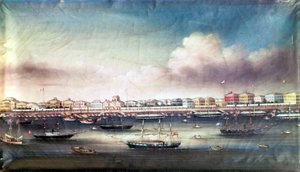 Uitzicht op de haven van Shanghai, circa 1850.