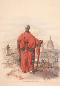 Uitzicht op St. Pauls over de Rivier met Geklede Figuur op de Voorgrond