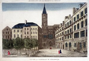 Zicht op de kathedraal van Straatsburg in de 18e eeuw. door Unknown artist