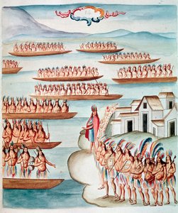 Uitzicht op Tlatelolco omgeven door de lagune, Mexico door Unknown artist