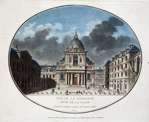 Uitzicht op de Sorbonne, aan de kant van het plein door Unknown artist
