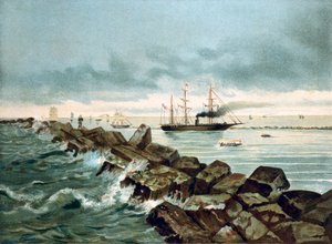 Uitzicht op het Suezkanaal geopend op 17/09/1869 door Unknown artist