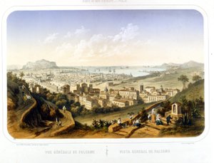 Uitzicht op de stad Palermo. 1850. Gravure uit 1860 door Unknown artist