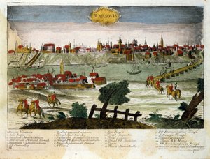 Zicht op de stad Warschau in Polen. Eind 18e eeuw