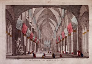Zicht op het interieur van de Notre-Dame de Paris - optisch zicht door Unknown artist