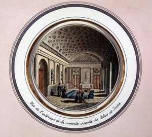 Zicht op het interieur van de Sainte Chapelle de Paris - gravure door Unknown artist