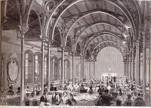 Uitzicht op het hoofdrestaurant op de Internationale Tentoonstelling van 1862 in Londen