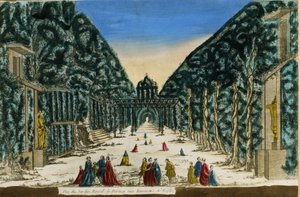 Uitzicht op de koninklijke tuin van Portici nabij Napels in 1760. door Unknown artist